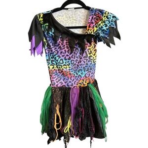 Spirit Halloween Girls Chetah Leopard Print Dress Short Sleeve Kitty Cat Costume